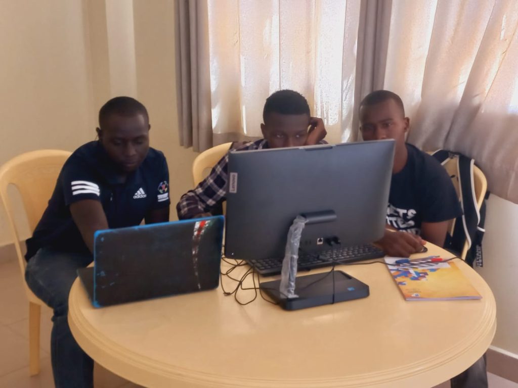Students collaborating on a project